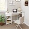 White Engineered Wood L-Shaped Computer Desk with Drawer and Storage Shelves